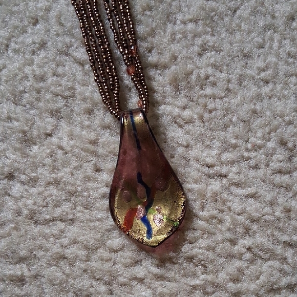 Handmade Jewelry - Elegant Multicolor Glass Pendant Necklace